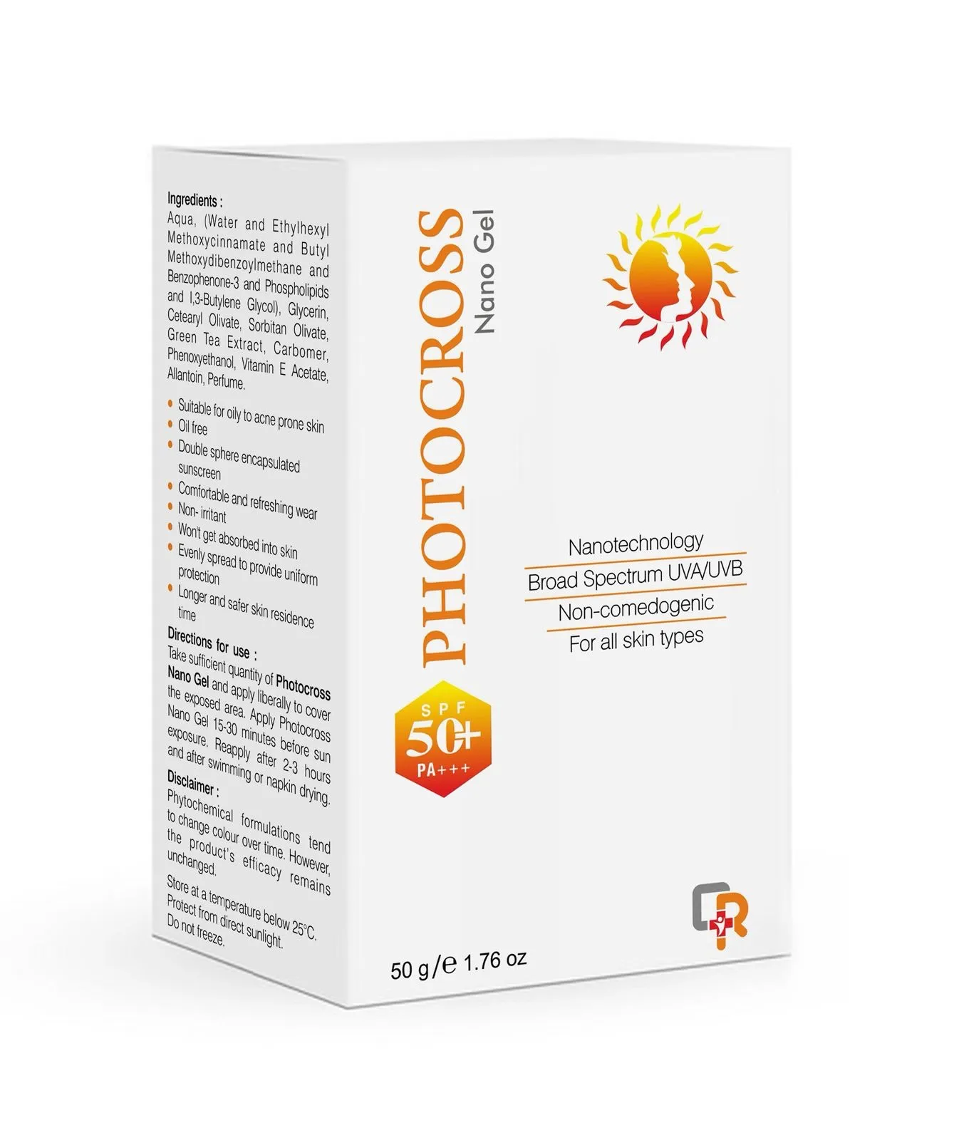 Photocross |  Spf 50 | Nano Gel  | PA +++ | Sunscreen